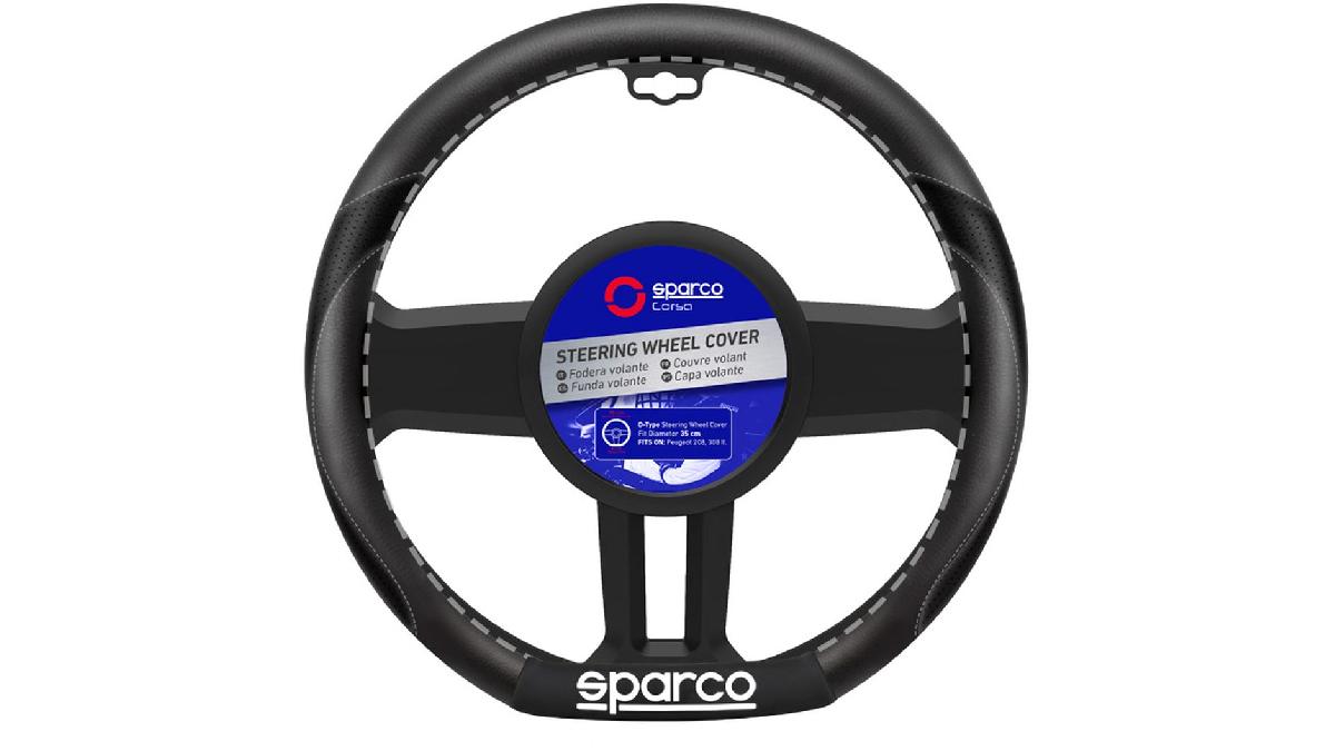 Housse+de+volant+Sparco+%27Flat+Bottom%27+Noir+-+sur+mesure+pour+Peugeot+208+%26+308+II